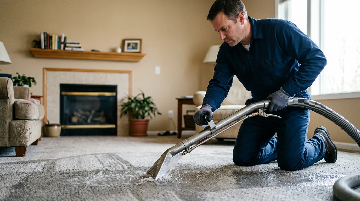 Water damage restoration technician working near Branford, CT